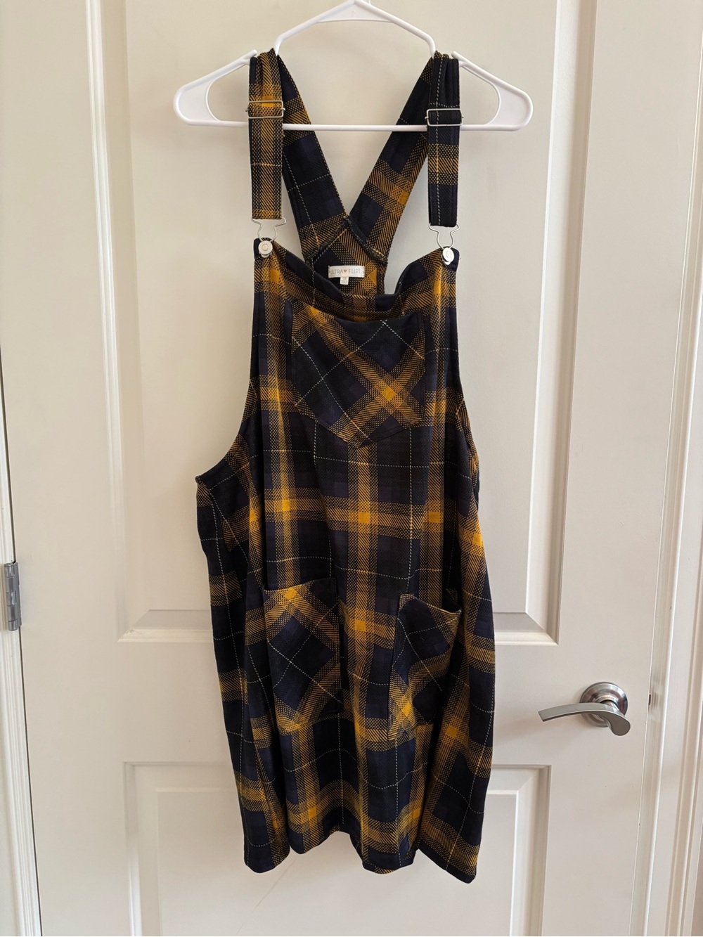 Ultra Flirt Navy and Mustard Yellow Plaid Dress